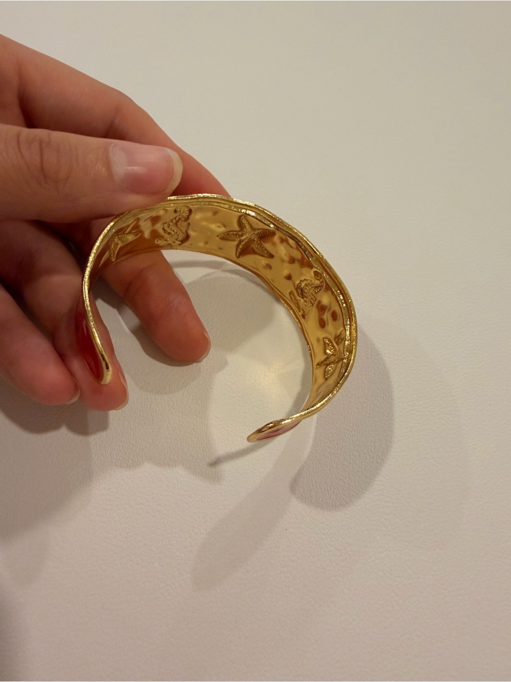 Gold-Tone Red Enamel Sea Life Cuff - Picture 7 of 10